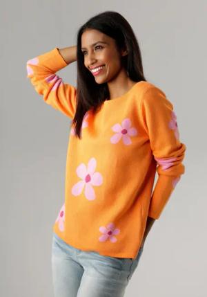 Aniston SELECTED Rundhalspullover mit goldfarbenen Details
