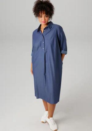 Aniston PLUS Jeanskleid mit Hemdkragen