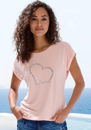 LASCANA Kurzarmshirt mit Lascana Herz Print