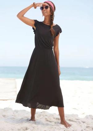 Beachtime Midikleid aus Viskosejersey, kurzärmliges Sommerkleid,