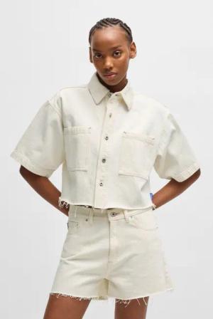 HUGO Blue Jeansbluse Getecna mit geschnittenem