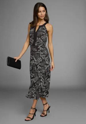 Laura Scott Sommerkleid Rundhalsausschnitt mit Kontrasteinsatz,
