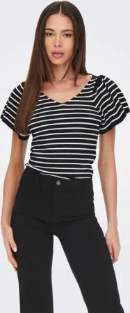 ONLY Kurzarmpullover ONLLEELO STRIPE SS BACK
