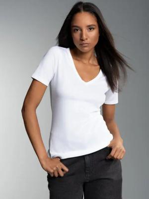 Trigema T-Shirt TRIGEMA V-Shirt aus Baumwolle/Elastan