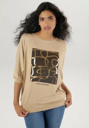 Aniston SELECTED Fledermausshirt mit goldfarbenem Folienprint