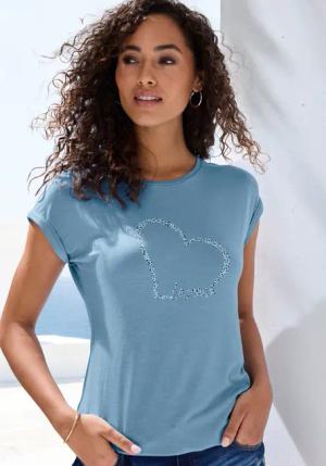 LASCANA Kurzarmshirt mit Lascana Herz Print