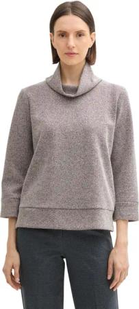 TOM TAILOR Sweatshirt mit Wasserfall-Kragen