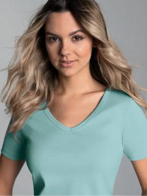 Trigema T-Shirt TRIGEMA V-Shirt aus Baumwolle/Elastan