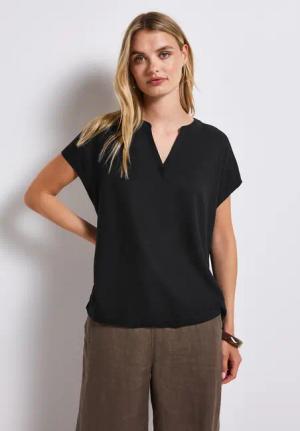STREET ONE Kurzarmbluse Split Neck
