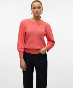 Vero Moda Rundhalspullover VMVIGGA 3/4 RIB