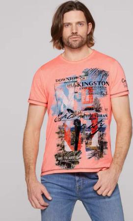 CAMP DAVID Rundhalsshirt mit offener Kante
