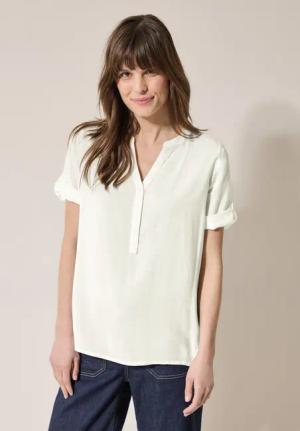 CECIL Shirtbluse mit geschlitztem Rundhalsausschnitt