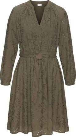 LASCANA Blusenkleid (mit Bindegürtel) und Lochstickerei,
