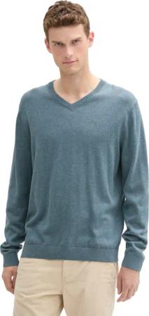 TOM TAILOR V-Ausschnitt-Pullover mit kleiner Logo-Stickerei