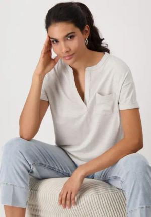 Monari Kurzarmshirt Mit V-Ausschnitt