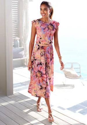 LASCANA Midikleid mit Rüschenärmeln