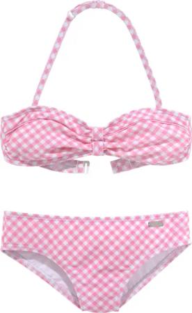 Buffalo Bandeau-Bikini Karo Kids mit unifarbenen