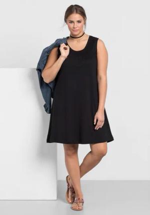 Sheego Jerseykleid Große Größen mit Smok-Einsatz