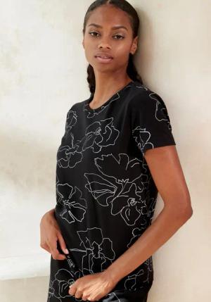 LASCANA Kurzarmshirt mit Blütendruck, Loungewear