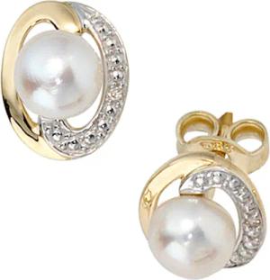 JOBO Perlenohrringe, 585 Gold mit 2