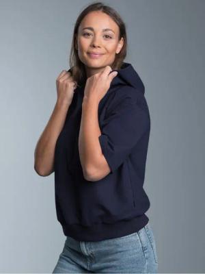 Trigema Kapuzensweatshirt TRIGEMA Kurzarm Cropped Hoodie