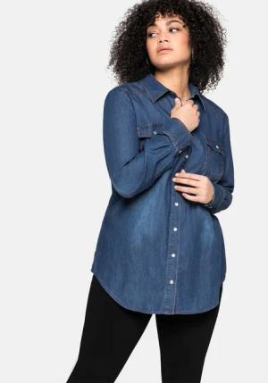 Sheego Jeansbluse Große Größen mit Knopfleiste