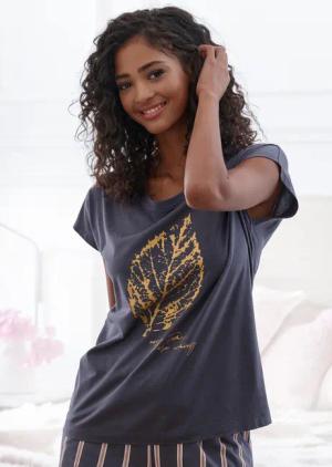 LASCANA Pyjamaoberteil mit Folienprint