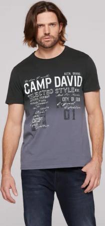 CAMP DAVID Rundhalsshirt mit offener Kante