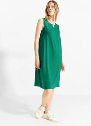 CECIL Sommerkleid mit Schlitz am Rundhals