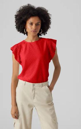 Vero Moda Rundhalsshirt VMTASSA SL FRILL