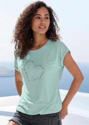 LASCANA Kurzarmshirt mit Lascana Herz Print