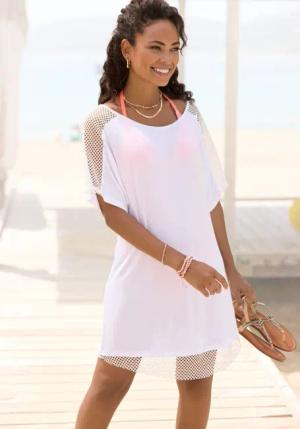 LASCANA Longshirt mit Mesheinsätzen, Shirtkleid, Strandkleid,