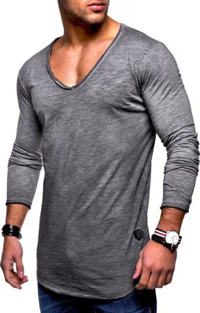 behype Langarmshirt NUKE L/S mit V-Ausschnitt