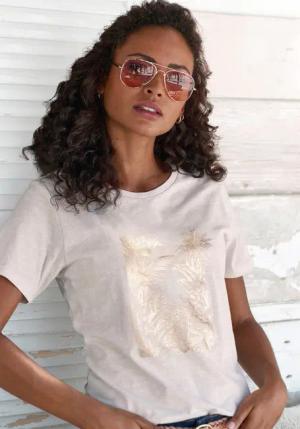 Vivance T-Shirt mit goldfarben schimmerndem Folienprint