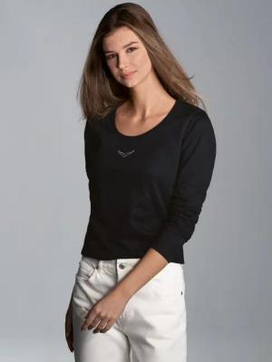 Trigema Longsleeve TRIGEMA Langarmshirt mit Kristallsteinen
