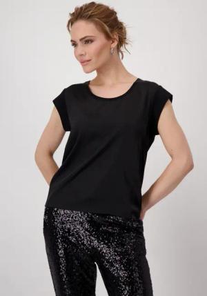 Monari Schlupfbluse mit Glitzersteinchen am Ausschnitt