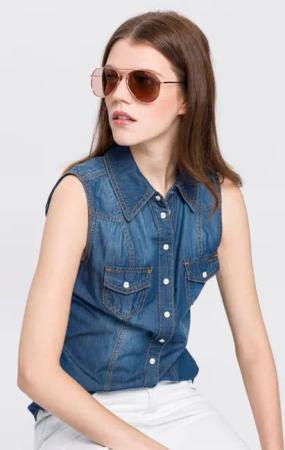 Arizona Jeansbluse mit Knöpfen in Perlmuttoptik