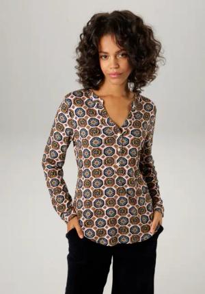 Aniston CASUAL Schlupfbluse mit farbharmonischem Retro-Druck