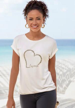 LASCANA Kurzarmshirt mit Lascana Herz Print