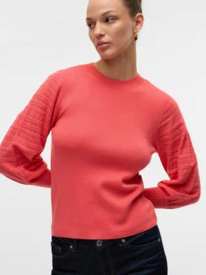 Vero Moda Strickpullover VMHOLLYPOINTELLE LS O-NCK