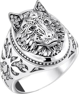 THOMAS SABO Siegelring Wolf-Optik mit Steinen
