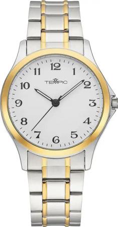 Tempic Quarzuhr, Armbanduhr, Herrenuhr, analog, Edelstahlarmband