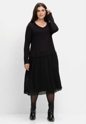Sheego Strickkleid Große Größen mit Plisseerock