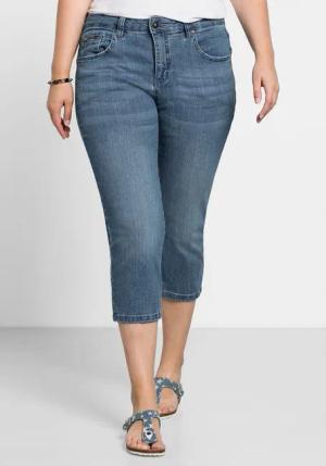 Sheego Caprijeans Große Größen mit Used-Effekten