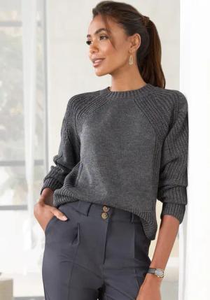 LASCANA Strickpullover mit Grobstrick-Details, Damen Pullover
