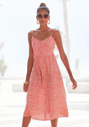 LASCANA Sommerkleid aus Leinenmix, Midikleid, Strandkleid,