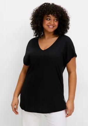 Sheego T-Shirt Große Größen mit V-Ausschnitt,