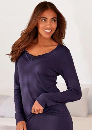 LASCANA Pyjamaoberteil mit Spitzendetails