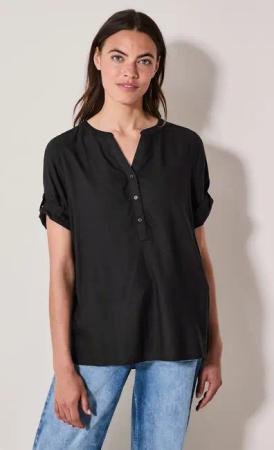 CECIL Shirtbluse mit geschlitztem Rundhalsausschnitt
