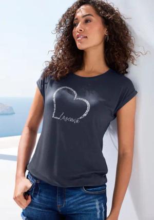 LASCANA Kurzarmshirt mit Lascana Herz Print